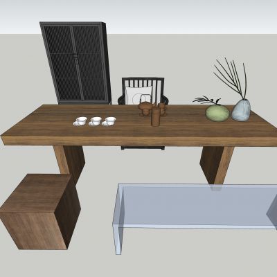 现代茶室茶桌椅茶柜茶具