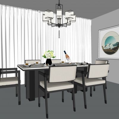 新中式餐桌椅组合