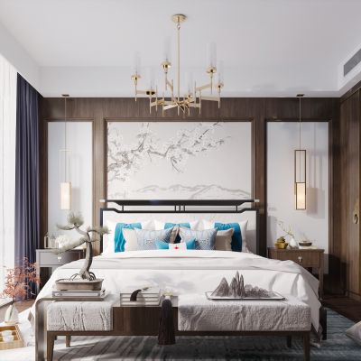 新中式现代简约轻奢风格卧室