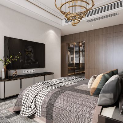 现代卧室，轻奢卧室，主卧，卧室，