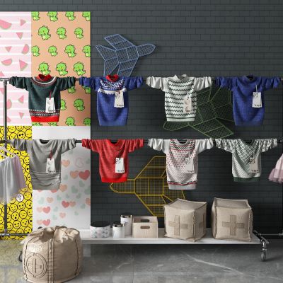 现代衣服 童装 衣架