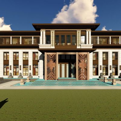 浙江温州中梁首府壹号院示范区中式售楼处+别墅帝奥建筑&笛东景观