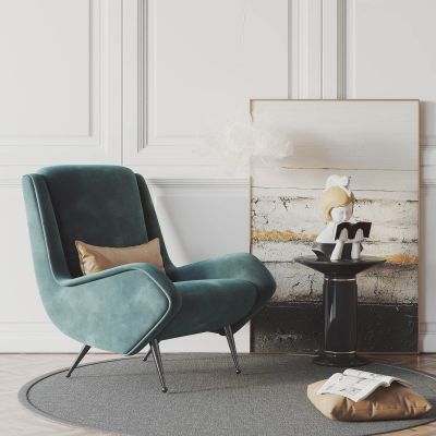 现代单椅边几组合