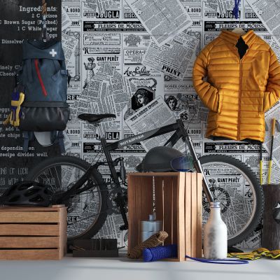 现代夹克 报纸 自行车 橱窗