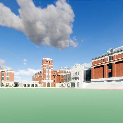 青岛毛公地小学民国褐石