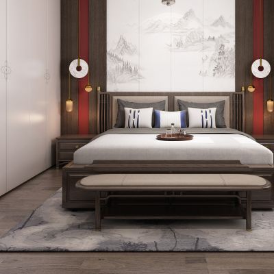 新中式卧室，卧室，主卧，