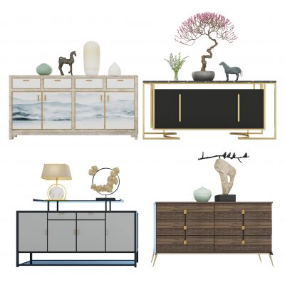 新中式餐边柜玄关柜组合