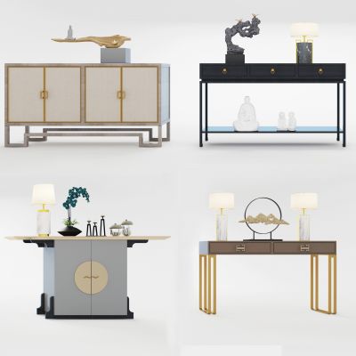 新中式餐边柜玄关柜组合