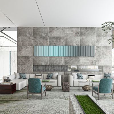 孙文设计 新中式售楼处洽谈区