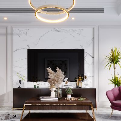 美式现代简约轻奢风格客厅