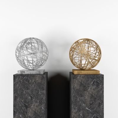 现代金属球雕塑摆件