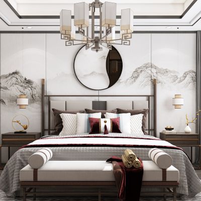 新中式卧室，卧室，主卧，