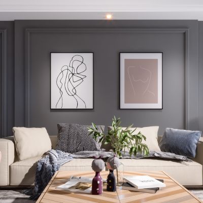 美式现代简约轻奢风格客厅