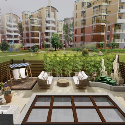 现代庭院，庭院，院子，