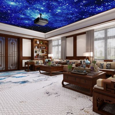 新中式影音室，影音室，休闲室，