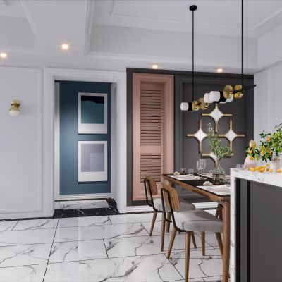 美式现代简约轻奢风格餐厅