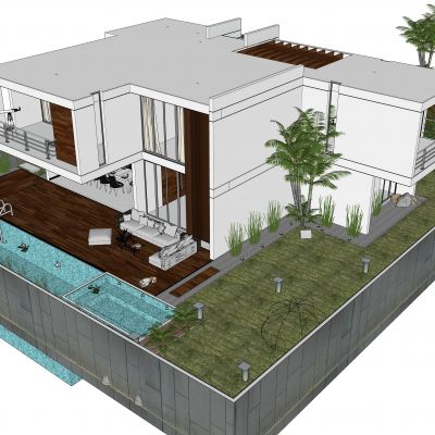 国外现代简约别墅模型