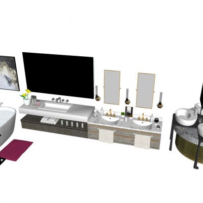 现代风格洗手台,浴缸,洗手盆,洗手台