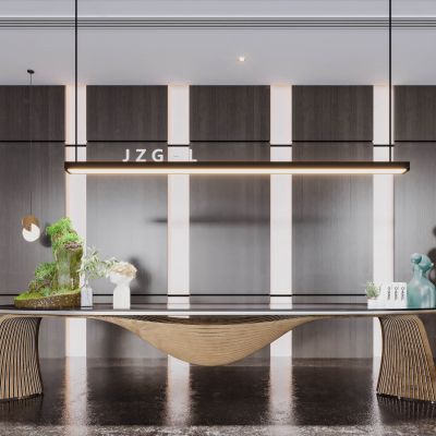 现代简约轻奢风格公司前台大厅接待