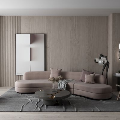 现代沙发 茶几 雕塑 挂画