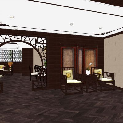 中式风格样板间客餐厅