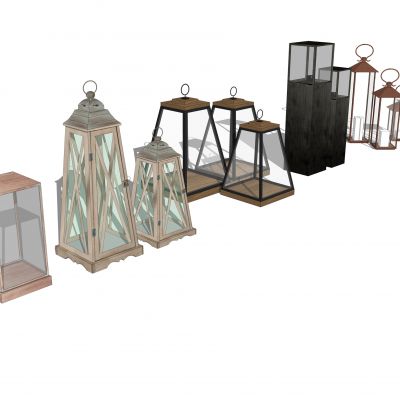 路灯吊灯旧物件摆件装饰组合