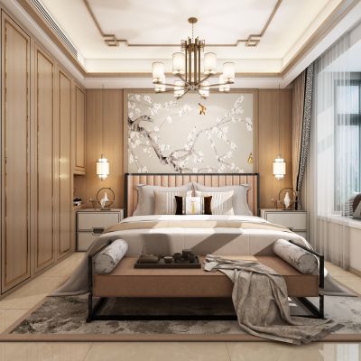 新中式卧室，卧室，主卧，