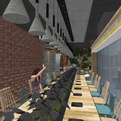 LOFT工业风火锅店场景