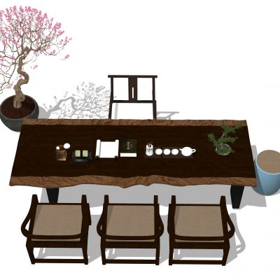 新中式休闲茶室桌椅