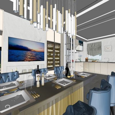 厨房餐厅整体家居SU模型