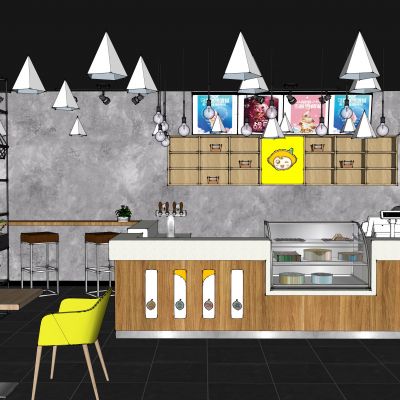 饮品店草图渲染