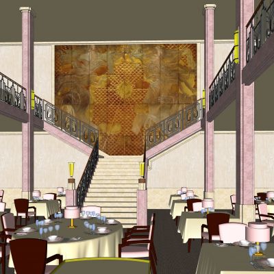 现代餐厅SU模型