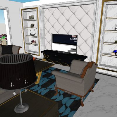 简欧一层客厅餐厅卧室花园