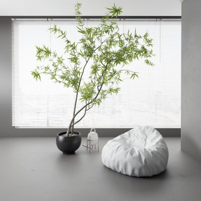 现代懒人沙发 盆栽 百叶帘