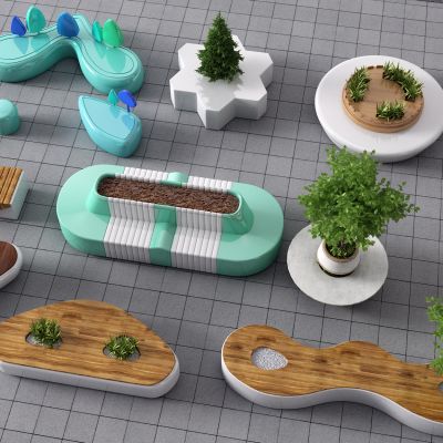 现代户外椅 盆栽