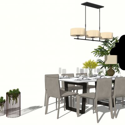 软装_现代风格餐厅家具组合