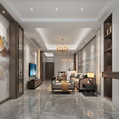 新中式客厅休闲区