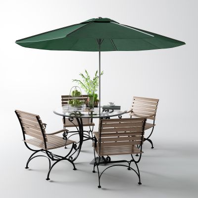 工业风户外桌 太阳伞