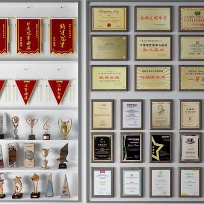 现代奖杯 锦旗 证书