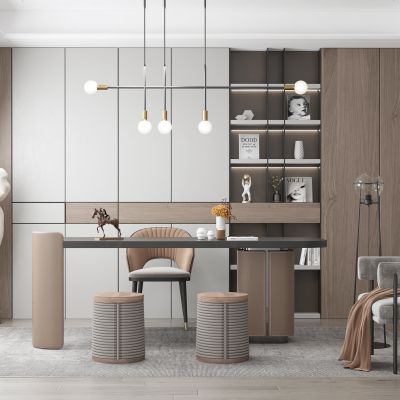 现代茶室 茶桌椅 人像