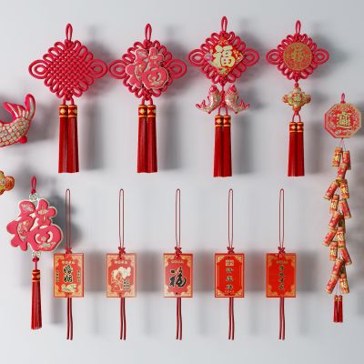 中式挂件 鲤鱼 鞭炮 福