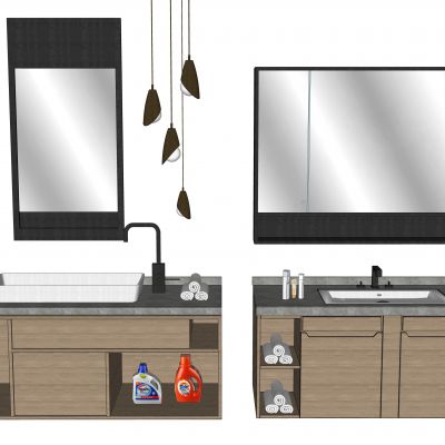 卫生间洗手台洗手柜组合SU模型