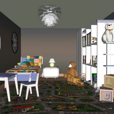 现代儿童房SU模型