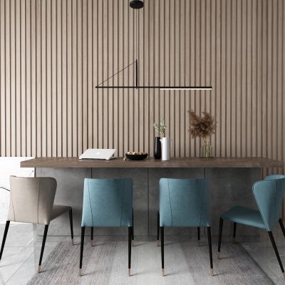 现代吧台 皮革椅 吊灯