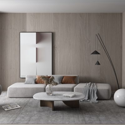 现代沙发茶几 挂画