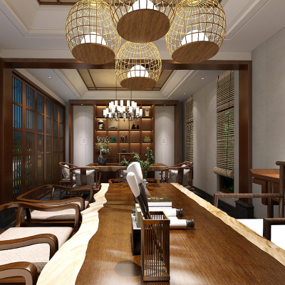 中式会议室全景