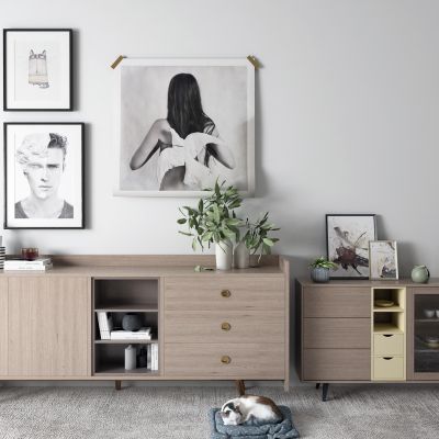 北欧边柜 餐边柜 玄关柜 挂画