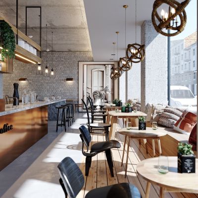 工业风咖啡馆 吧台