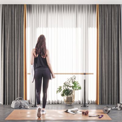 现代窗帘 哑铃 瑜伽