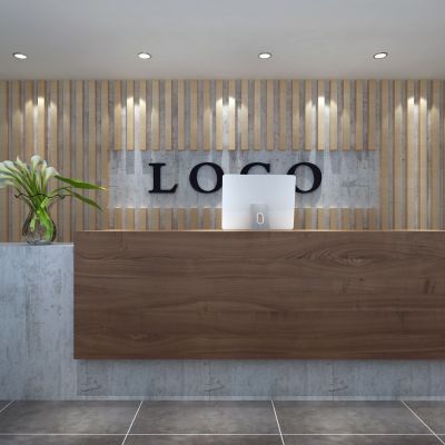 现代前台 接待台 背景墙